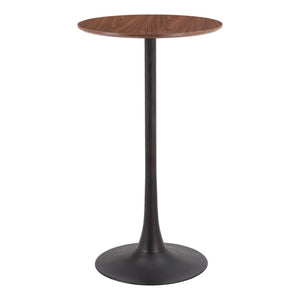 HomeRoots 24" Chic Brown & Black Wood Steel Bistro Table - Modern Round Design for Bars & Small Spaces 668819