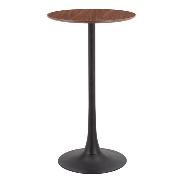 HomeRoots 24" Chic Brown & Black Wood Steel Bistro Table - Modern Round Design for Bars & Small Spaces 668819