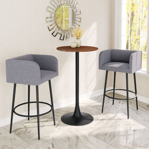 HomeRoots 24" Chic Brown & Black Wood Steel Bistro Table - Modern Round Design for Bars & Small Spaces 668819