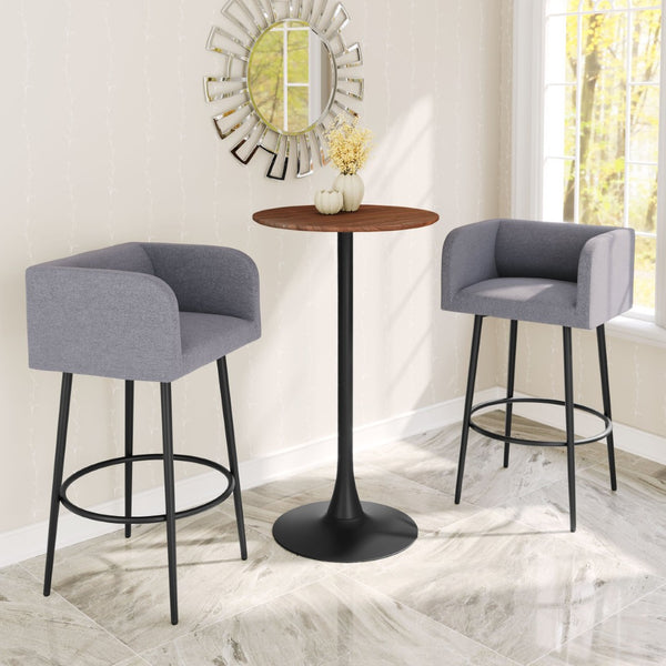 HomeRoots 24" Chic Brown & Black Wood Steel Bistro Table - Modern Round Design for Bars & Small Spaces 668819