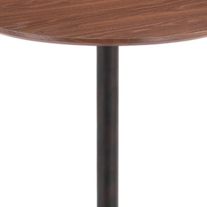 HomeRoots 24" Chic Brown & Black Wood Steel Bistro Table - Modern Round Design for Bars & Small Spaces 668819
