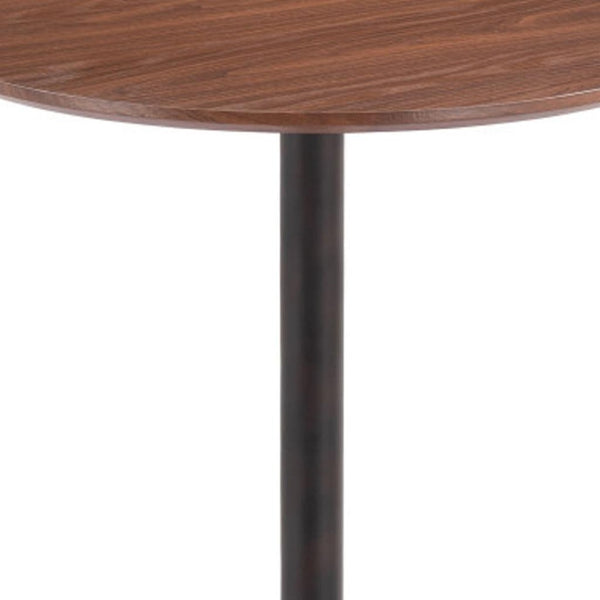 HomeRoots 24" Chic Brown & Black Wood Steel Bistro Table - Modern Round Design for Bars & Small Spaces 668819