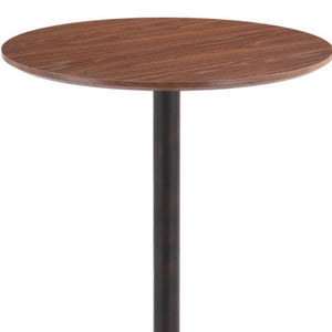 HomeRoots 24" Chic Brown & Black Wood Steel Bistro Table - Modern Round Design for Bars & Small Spaces 668819