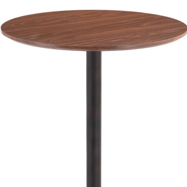 HomeRoots 24" Chic Brown & Black Wood Steel Bistro Table - Modern Round Design for Bars & Small Spaces 668819