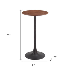 HomeRoots 24" Chic Brown & Black Wood Steel Bistro Table - Modern Round Design for Bars & Small Spaces 668819