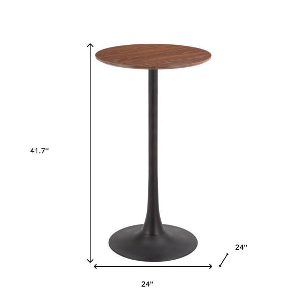 HomeRoots 24" Chic Brown & Black Wood Steel Bistro Table - Modern Round Design for Bars & Small Spaces 668819