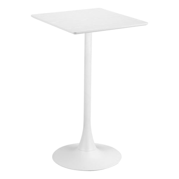 HomeRoots 24" Modern White Wood and Steel Square Bar Table - Durable, Stylish, Perfect for Home & Hospitality 668820