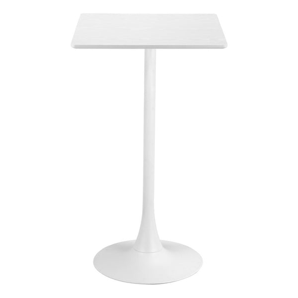 HomeRoots 24" Modern White Wood and Steel Square Bar Table - Durable, Stylish, Perfect for Home & Hospitality 668820