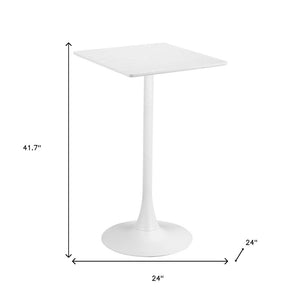 HomeRoots 24" Modern White Wood and Steel Square Bar Table - Durable, Stylish, Perfect for Home & Hospitality 668820