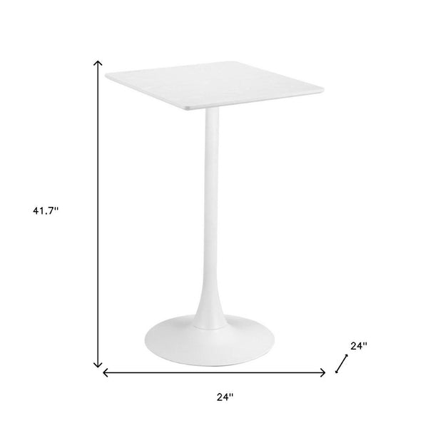 HomeRoots 24" Modern White Wood and Steel Square Bar Table - Durable, Stylish, Perfect for Home & Hospitality 668820