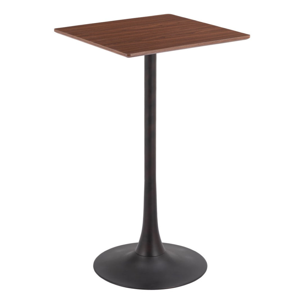 HomeRoots 24" Modern Brown and Black Square Bar Table - Stylish, Durable Design for Home or Hospitality Use 668821