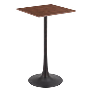 HomeRoots 24" Modern Brown and Black Square Bar Table - Stylish, Durable Design for Home or Hospitality Use 668821