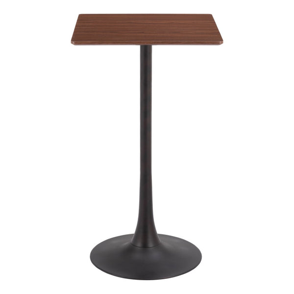 HomeRoots 24" Modern Brown and Black Square Bar Table - Stylish, Durable Design for Home or Hospitality Use 668821