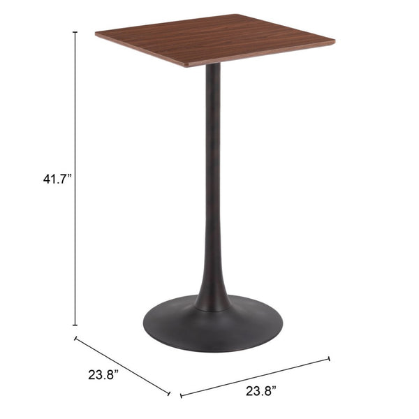 HomeRoots 24" Modern Brown and Black Square Bar Table - Stylish, Durable Design for Home or Hospitality Use 668821