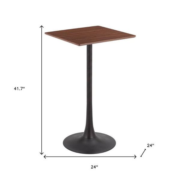 HomeRoots 24" Modern Brown and Black Square Bar Table - Stylish, Durable Design for Home or Hospitality Use 668821