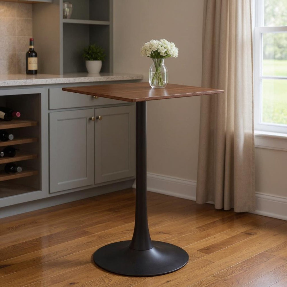HomeRoots 24" Modern Brown and Black Square Bar Table - Stylish, Durable Design for Home or Hospitality Use 668821