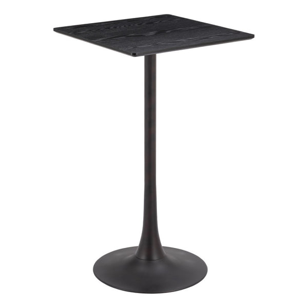 HomeRoots 24" Modern Black Wood and Steel Square Bar Table - Space-Saving Design for Home & Hospitality Use 668822