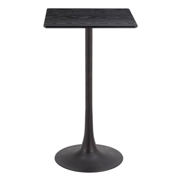 HomeRoots 24" Modern Black Wood and Steel Square Bar Table - Space-Saving Design for Home & Hospitality Use 668822