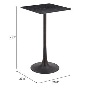 HomeRoots 24" Modern Black Wood and Steel Square Bar Table - Space-Saving Design for Home & Hospitality Use 668822
