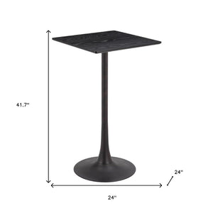 HomeRoots 24" Modern Black Wood and Steel Square Bar Table - Space-Saving Design for Home & Hospitality Use 668822