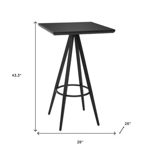 HomeRoots 26" Black Wood and Steel Square Bar Table - Modern High-Top Design for Stylish Dining & Hospitality Spaces 668824
