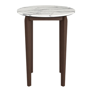 HomeRoots 32" Modern Round Bar Table with White Faux Marble Top & Solid Wood Base for Stylish Dining 668825