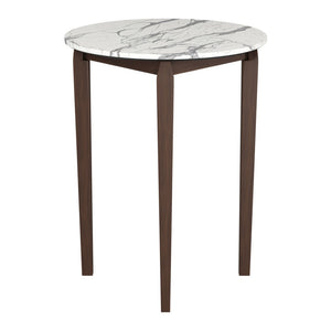 HomeRoots 32" Modern Round Bar Table with White Faux Marble Top & Solid Wood Base for Stylish Dining 668825