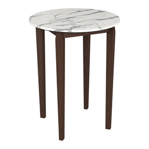 HomeRoots 32" Modern Round Bar Table with White Faux Marble Top & Solid Wood Base for Stylish Dining 668825