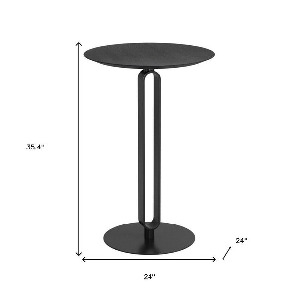 HomeRoots 24" Modern Black Wood and Steel Bar Table for Compact Spaces – Stylish Bistro Design for Two 668826