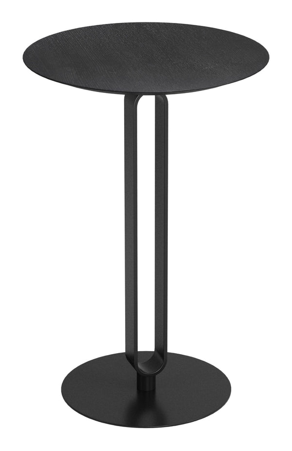 HomeRoots 24" Modern Black Wood and Steel Bar Table for Compact Spaces – Stylish Bistro Design for Two 668826
