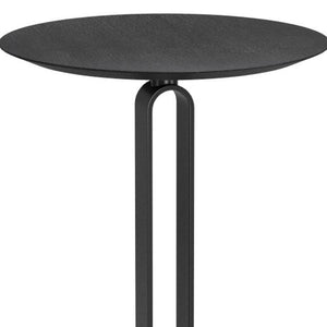 HomeRoots 24" Modern Black Wood and Steel Bar Table for Compact Spaces – Stylish Bistro Design for Two 668826