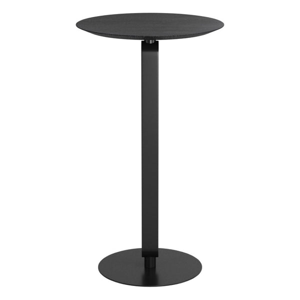 HomeRoots 24" Modern Black Wood and Steel Rounded Bar Table – Sleek Design for Compact Spaces & Entertaining 668827