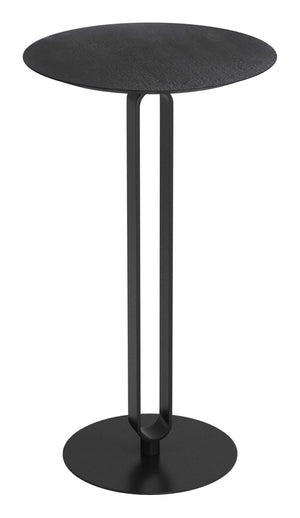 HomeRoots 24" Modern Black Wood and Steel Rounded Bar Table – Sleek Design for Compact Spaces & Entertaining 668827