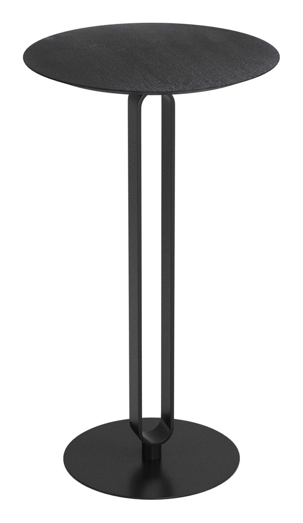 HomeRoots 24" Modern Black Wood and Steel Rounded Bar Table – Sleek Design for Compact Spaces & Entertaining 668827