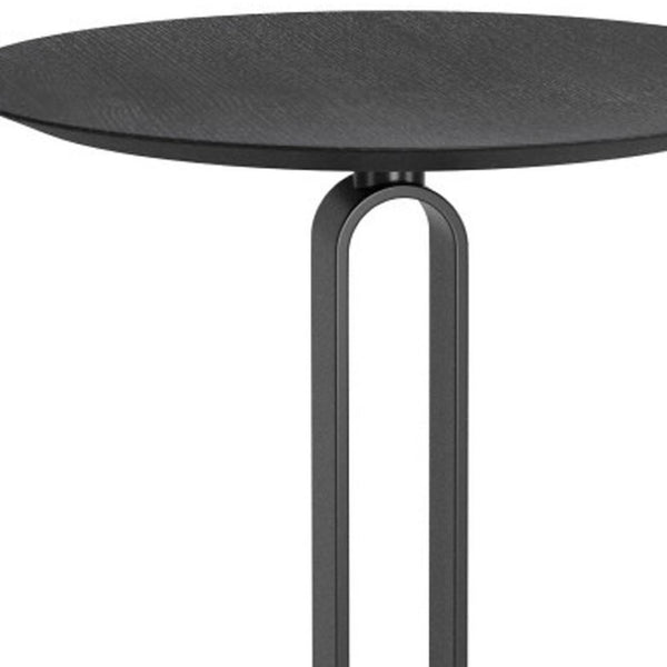 HomeRoots 24" Modern Black Wood and Steel Rounded Bar Table – Sleek Design for Compact Spaces & Entertaining 668827