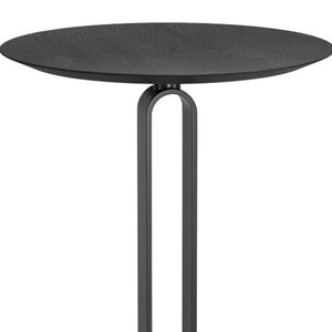 HomeRoots 24" Modern Black Wood and Steel Rounded Bar Table – Sleek Design for Compact Spaces & Entertaining 668827
