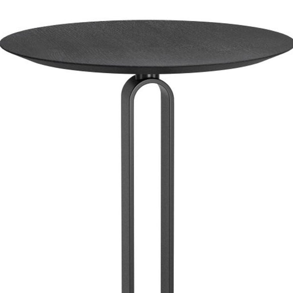 HomeRoots 24" Modern Black Wood and Steel Rounded Bar Table – Sleek Design for Compact Spaces & Entertaining 668827