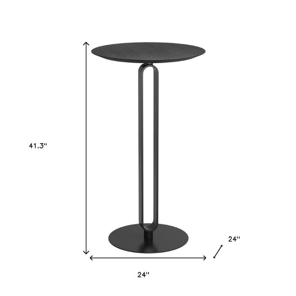 HomeRoots 24" Modern Black Wood and Steel Rounded Bar Table – Sleek Design for Compact Spaces & Entertaining 668827