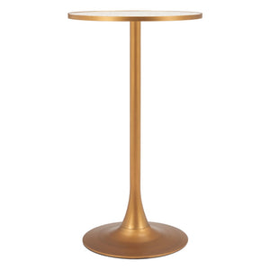 HomeRoots 24" Chic Beige and Gold Faux Terrazzo Bar Table - Modern Round Design for Stylish Dining & Socializing 668828