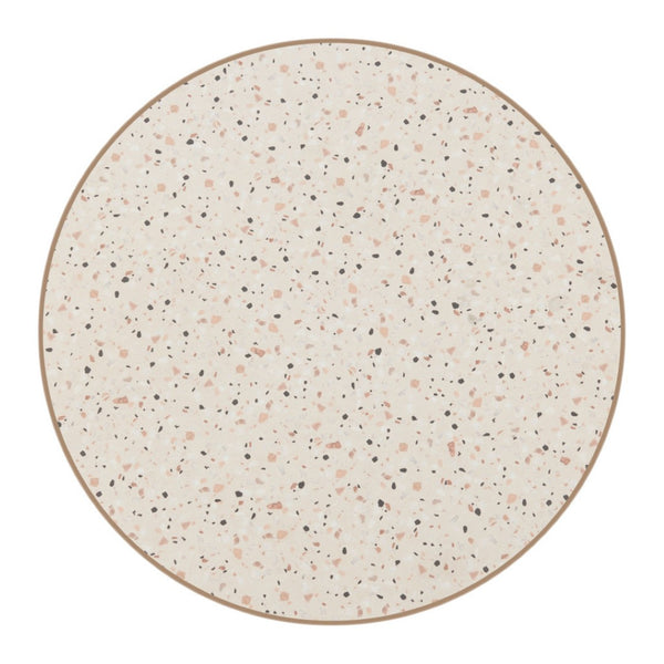 HomeRoots 24" Chic Beige and Gold Faux Terrazzo Bar Table - Modern Round Design for Stylish Dining & Socializing 668828