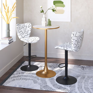HomeRoots 24" Chic Beige and Gold Faux Terrazzo Bar Table - Modern Round Design for Stylish Dining & Socializing 668828