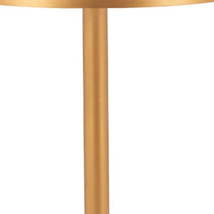 HomeRoots 24" Chic Beige and Gold Faux Terrazzo Bar Table - Modern Round Design for Stylish Dining & Socializing 668828