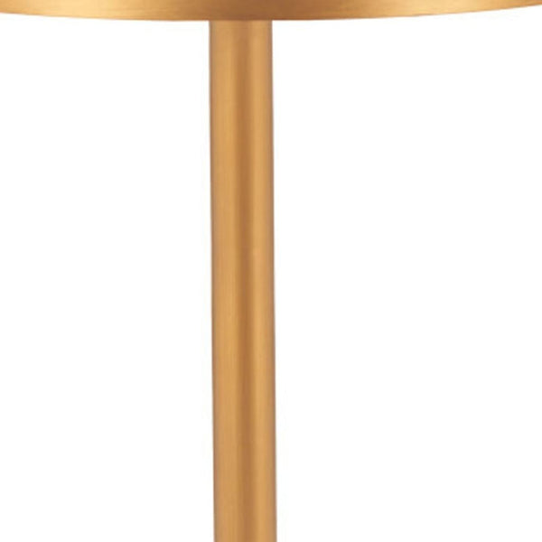HomeRoots 24" Chic Beige and Gold Faux Terrazzo Bar Table - Modern Round Design for Stylish Dining & Socializing 668828