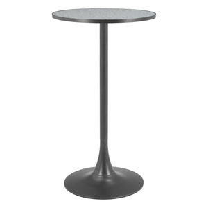 HomeRoots 24" Chic Gray and Black Faux Terrazzo Bar Table with Sturdy Steel Base for Modern Spaces 668829