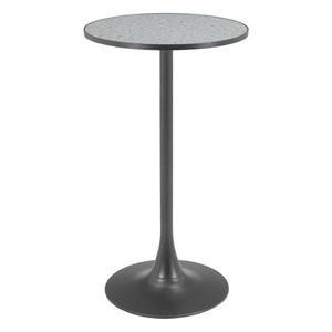 HomeRoots 24" Chic Gray and Black Faux Terrazzo Bar Table with Sturdy Steel Base for Modern Spaces 668829