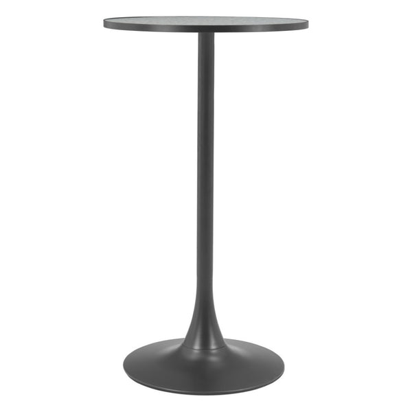 HomeRoots 24" Chic Gray and Black Faux Terrazzo Bar Table with Sturdy Steel Base for Modern Spaces 668829