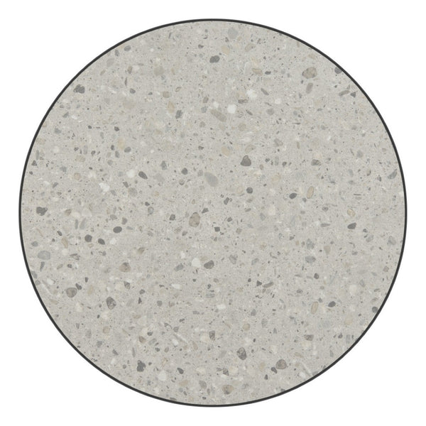 HomeRoots 24" Chic Gray and Black Faux Terrazzo Bar Table with Sturdy Steel Base for Modern Spaces 668829