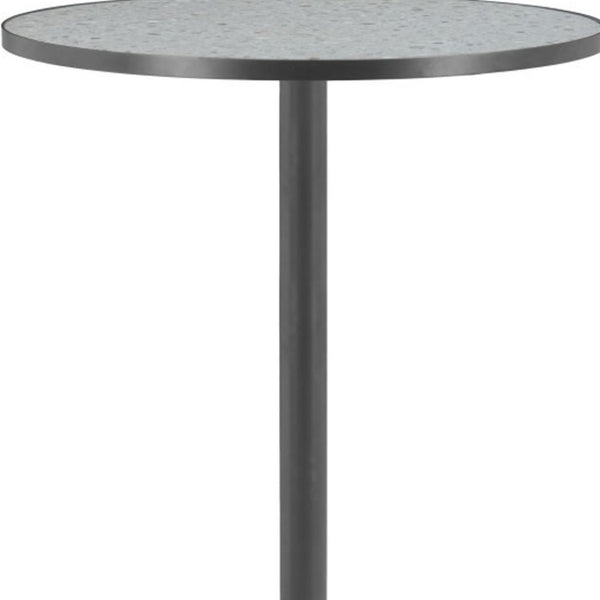 HomeRoots 24" Chic Gray and Black Faux Terrazzo Bar Table with Sturdy Steel Base for Modern Spaces 668829