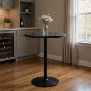 HomeRoots 24" Black Faux Terrazzo Round Bar Table – Stylish, Durable High-Top Design for Modern Spaces & Bars 668830