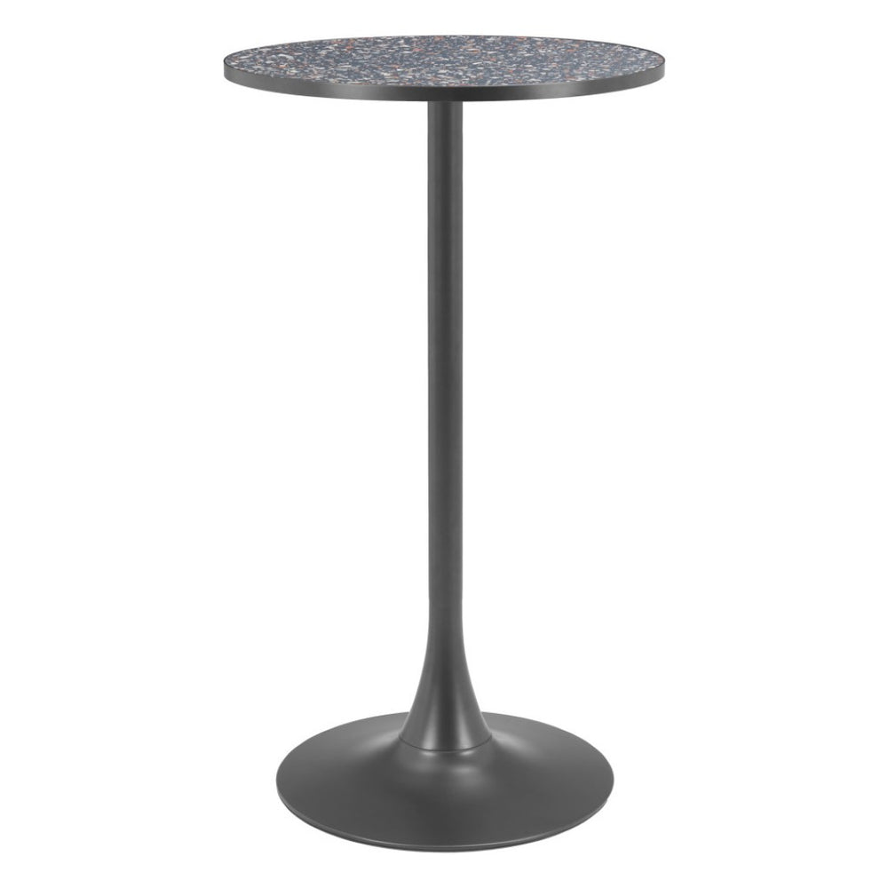 HomeRoots 24" Black Faux Terrazzo Round Bar Table – Stylish, Durable High-Top Design for Modern Spaces & Bars 668830